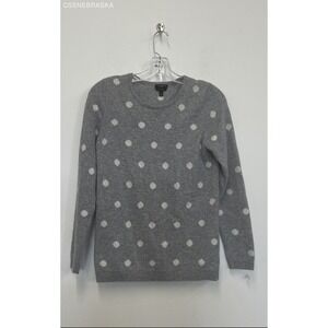 Talbots Gray 100% Cashmere Gray and White Polka-Dot Sweater - Size SP